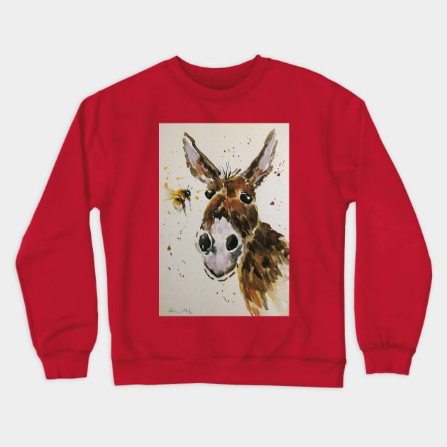 Funny Donkey and a Bumble bee Crewneck Sweatshirt by Casimirasquirkyart